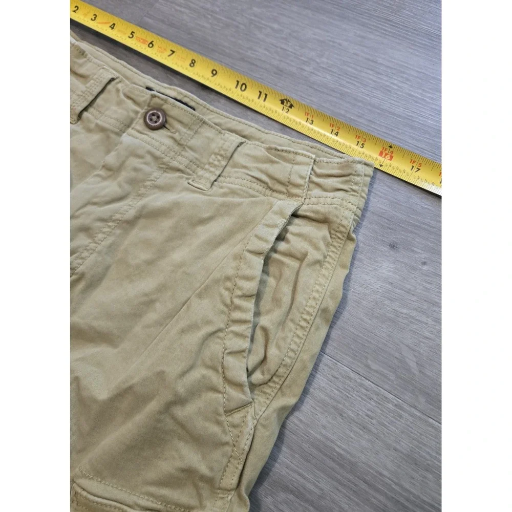 American Eagle Cargo Shorts Mens 32 Khaki Beige Longer Length Y2K Extreme Flex